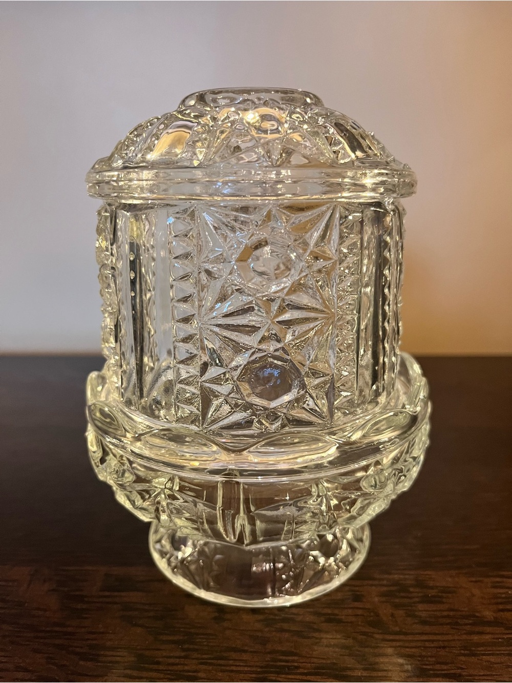 Vintage Indiana Glass Stars & Bars Fairy Lamp